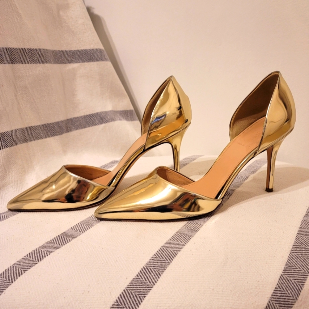 J. Crew gold metallic heels size 8.5